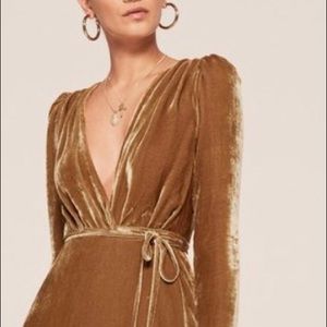 Reformation Gold Chrissy Dress NWT